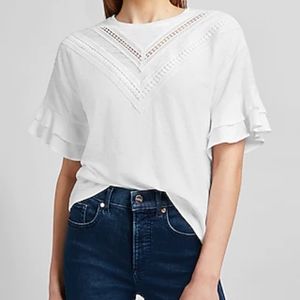 EXPRESS - Large -  Lace inset ruffle sleeve tee